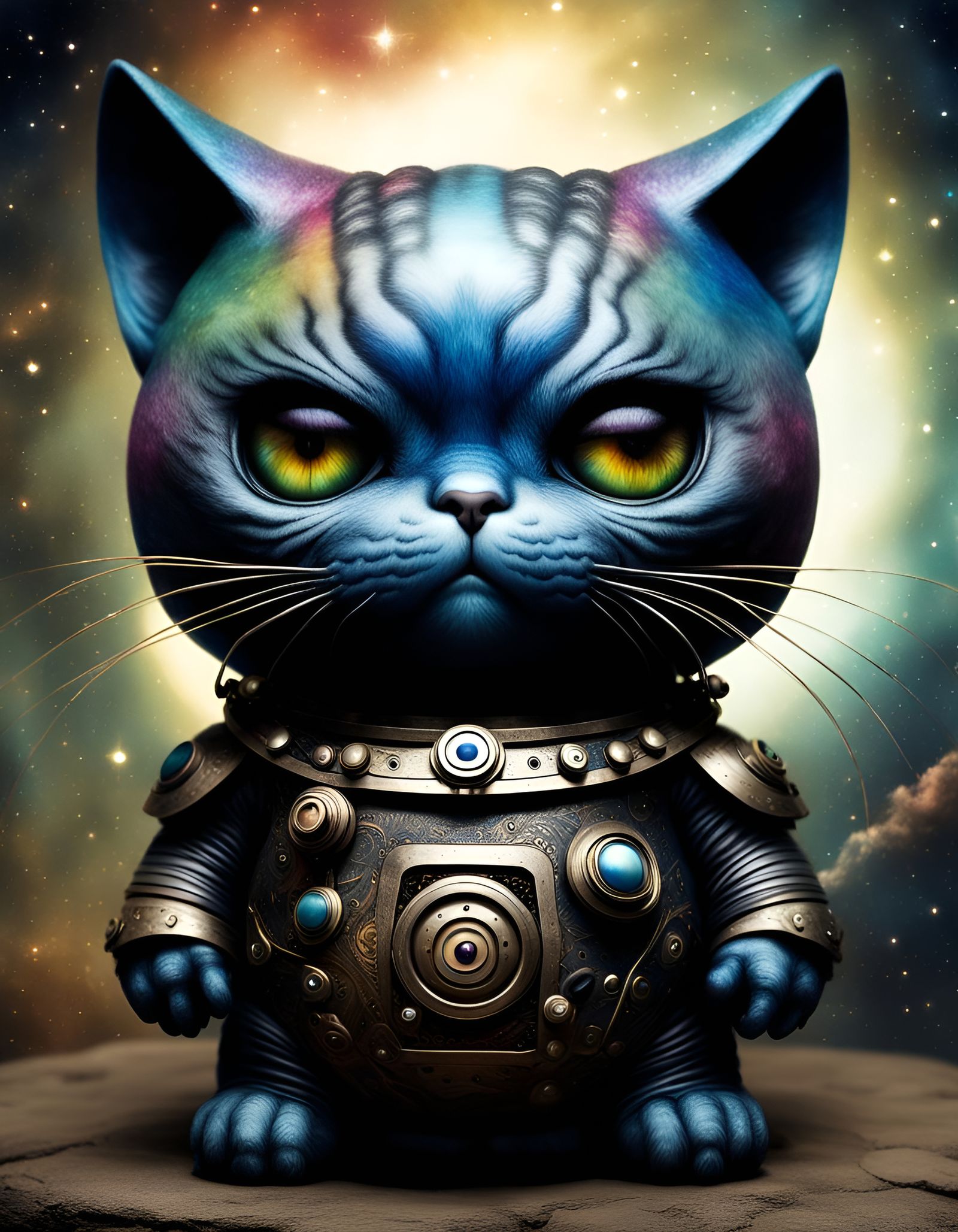 Robotic Kitten Cyborg in Volcanic Hyperspace