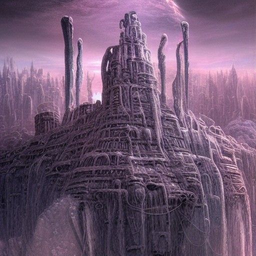 Eldritch City on Ice Planet, Oil Painting