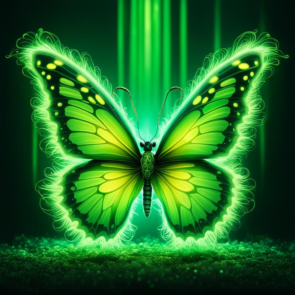 Radiant Butterfly in Ethereal Fantasy Scene