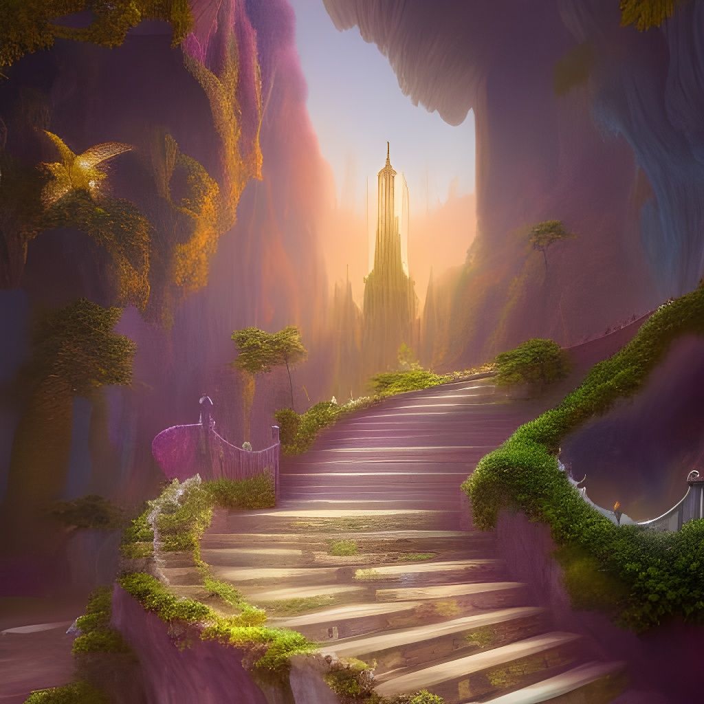 Staircase to Heaven: Detailed Fantasy Concept Art