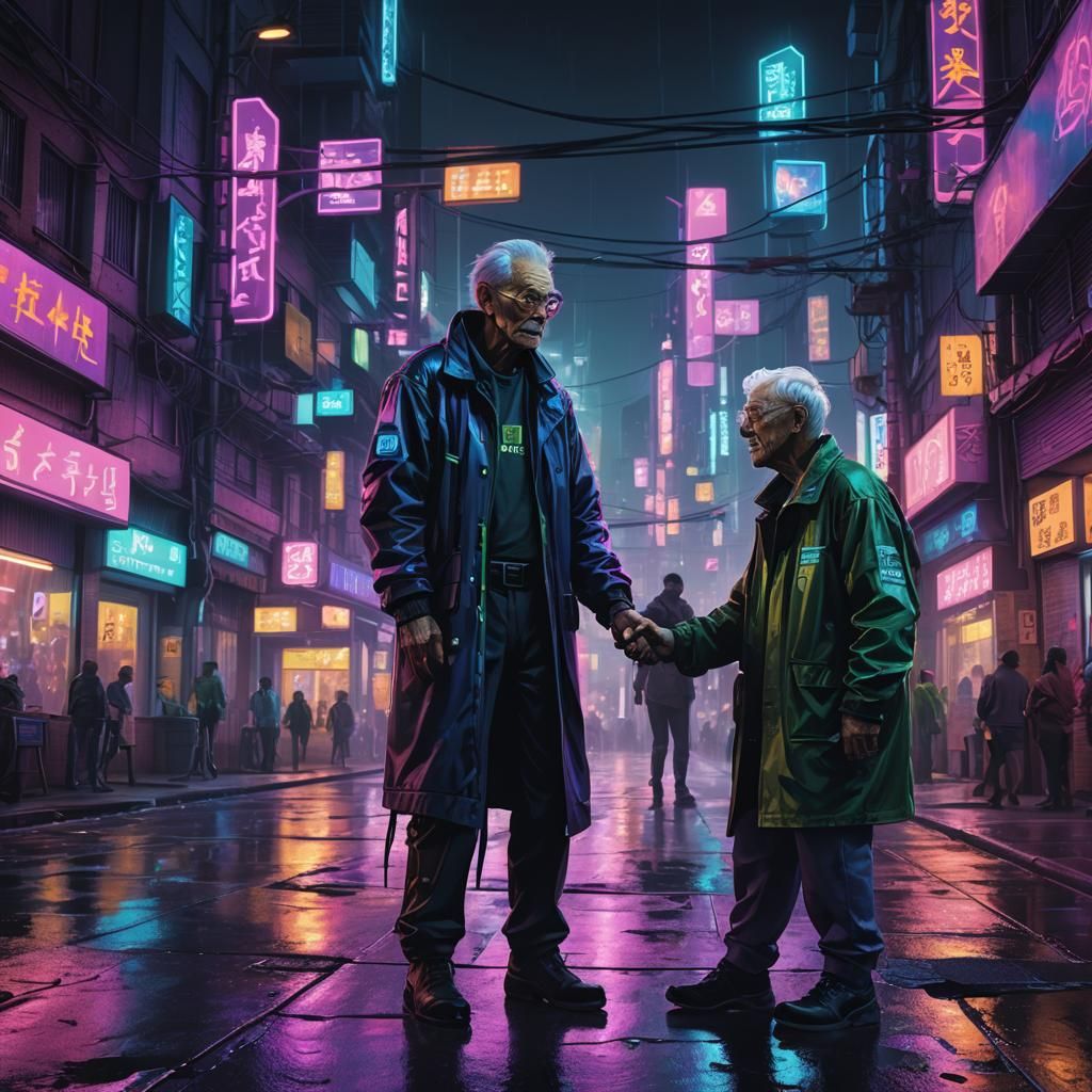 Neon City: Cyberpunk Aid on a Rainy Night