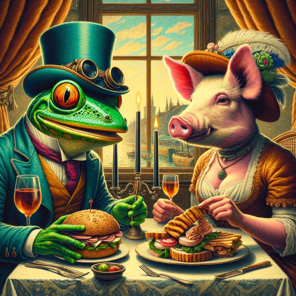 Steampunk Romance: Kermit and Miss Piggy's Whimsical Dinner