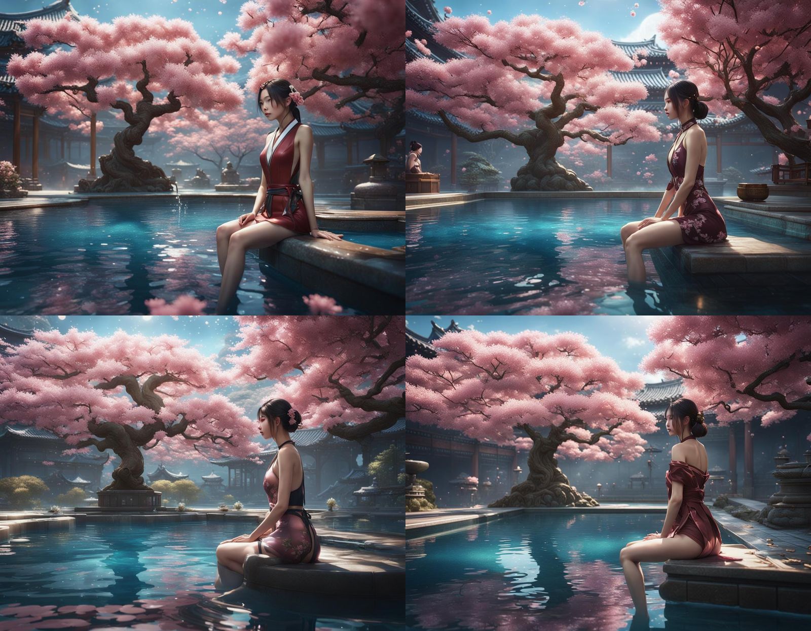 Korean Girl by Sakura Tree Pool