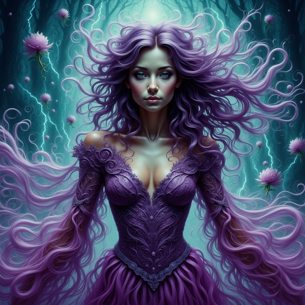 Whimsical Woman in Steamy Optical Illusion