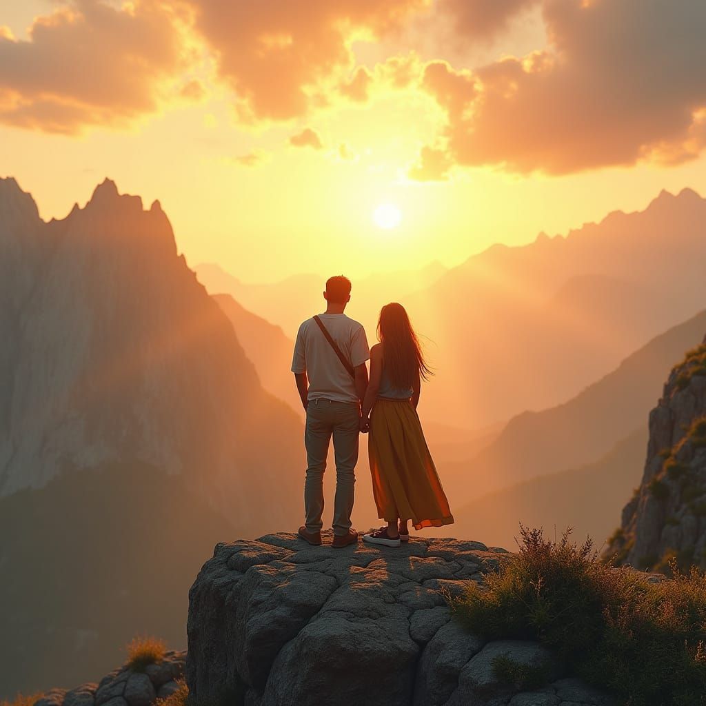 Couple Gazing into a Radiant Horizon