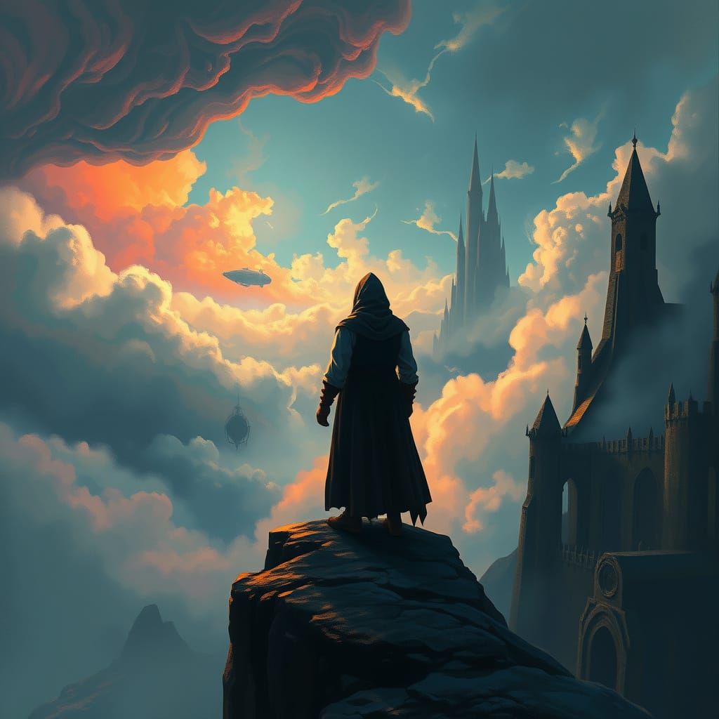 Mysterious Figure Stands at the Edge of a Mystical Realm