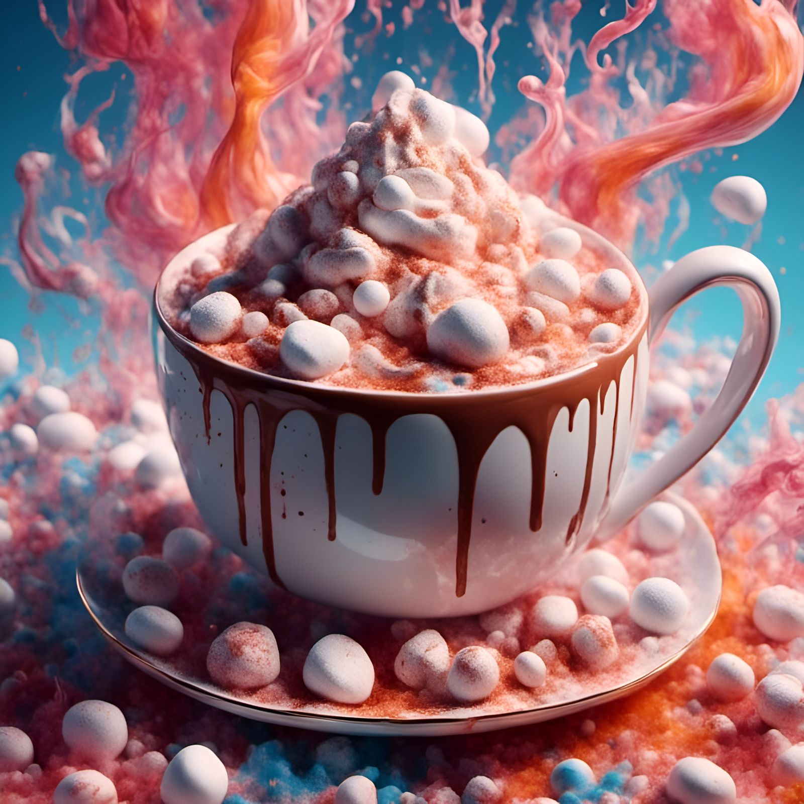 Mouthwatering Hot Chocolate with Marshmallows and Cream