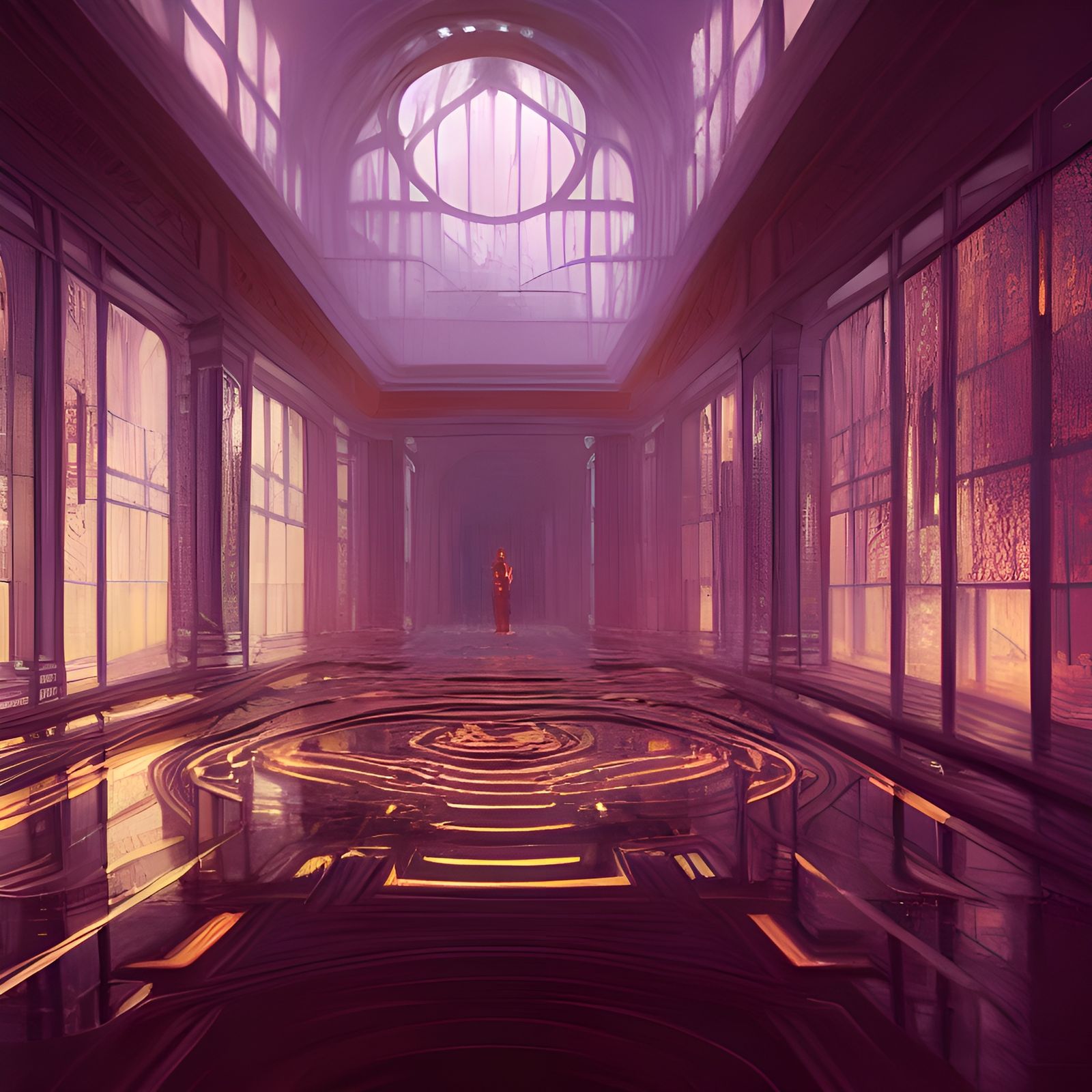 Recursive Reflections in Mirrored Labyrinth: Art Nouveau Sty...