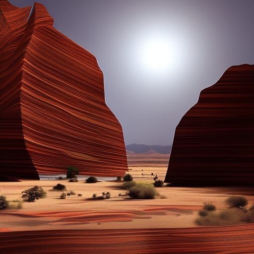 Glass Columns in New Mexico Desert, Maximalist Style