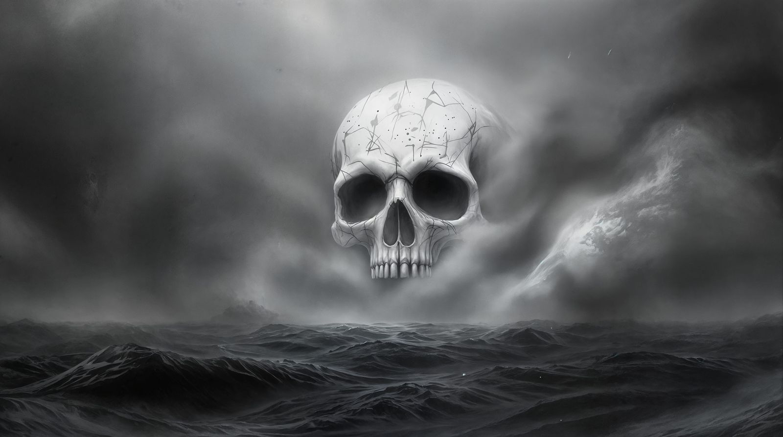 Ghostly Galleon Emerges from Foggy Skull