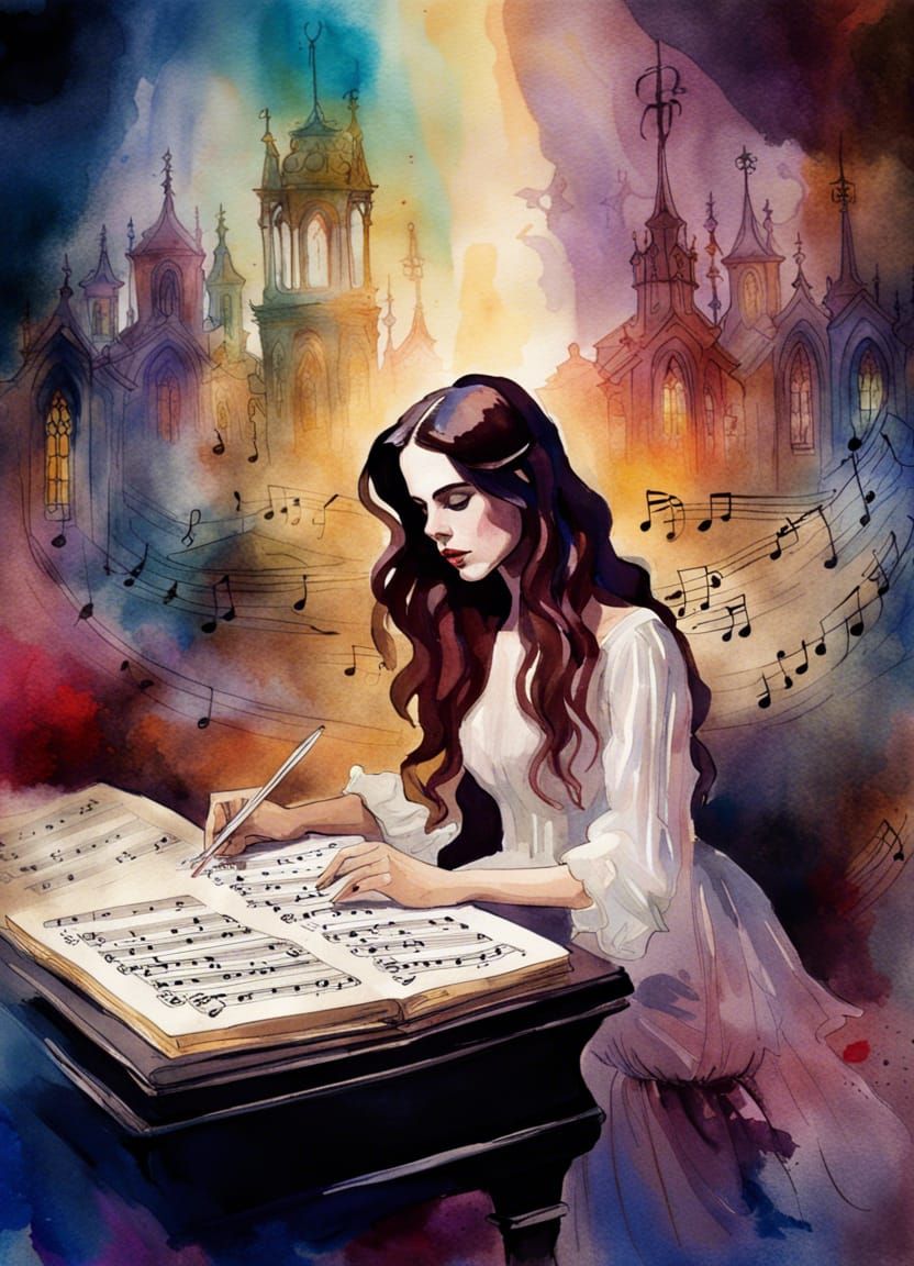 Lana Del Rey Sheet Music: Watercolor Portrait