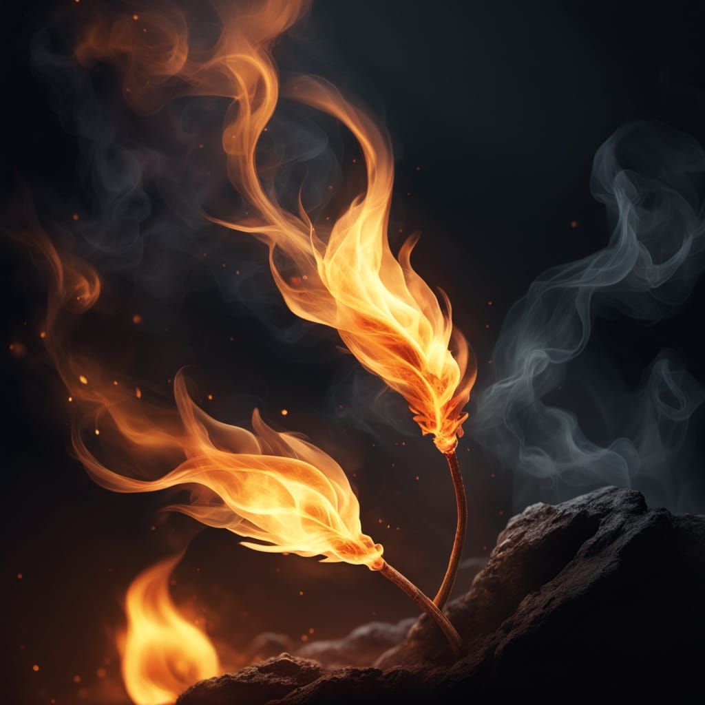 Hopeful Flame Burns in Dark Night, Digital Illustration