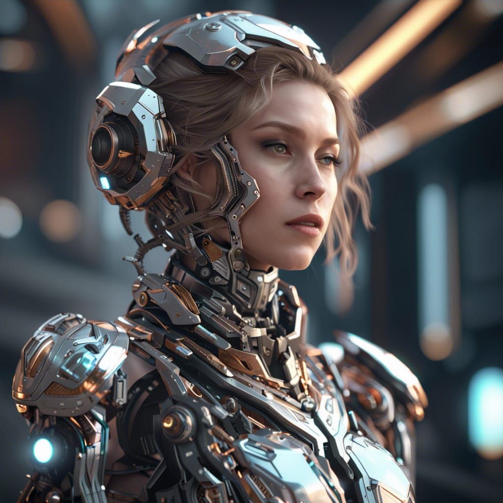 Intricate Mecha Girl in Futuristic Sci-Fi Style
