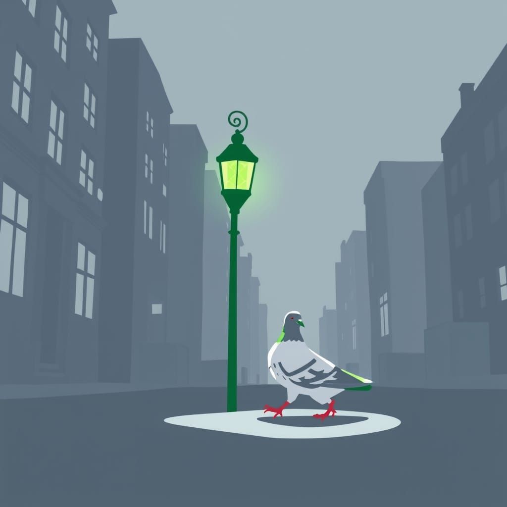 Green Lantern Creates Pigeon in Simple Green and White Art