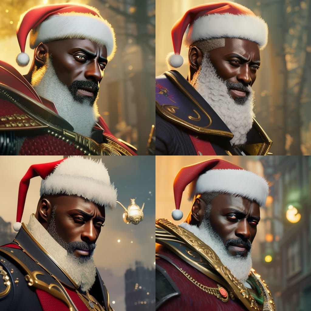Festive Santa Wizard Portrait in Hyperdetailed Photorealism