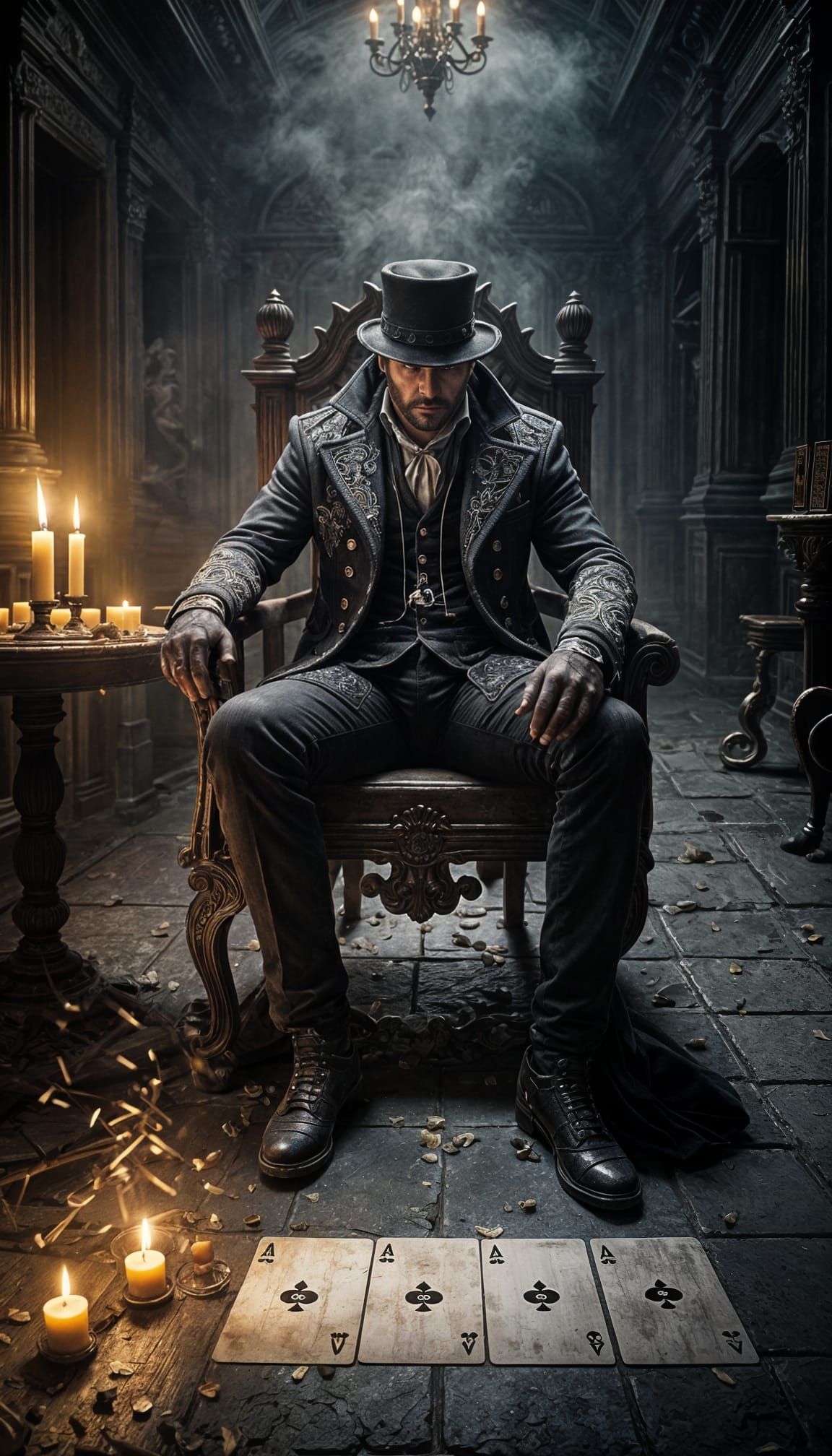 Jack of Spades Emerges into Gothic Chamber