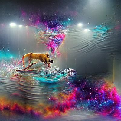 Dog jumping in water
