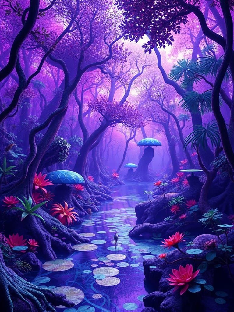 Exotic Alien Ecosystem in Ultraviolet Mangrove Biome