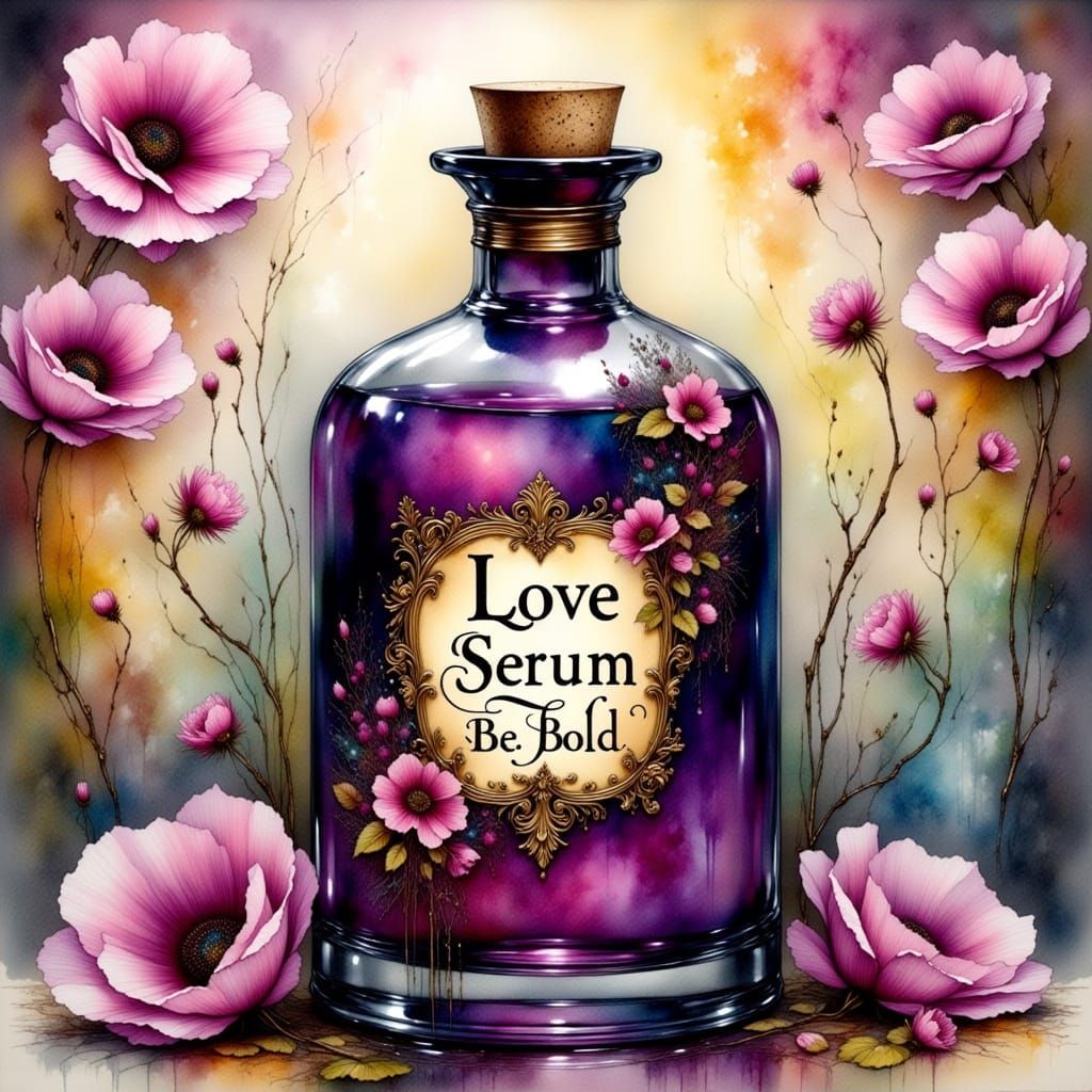 Elegant Love Serum in Art Nouveau Style