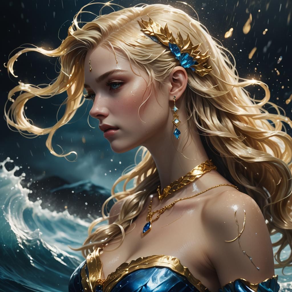 Magical Girl Summons Dark Wave with Golden Shimmer