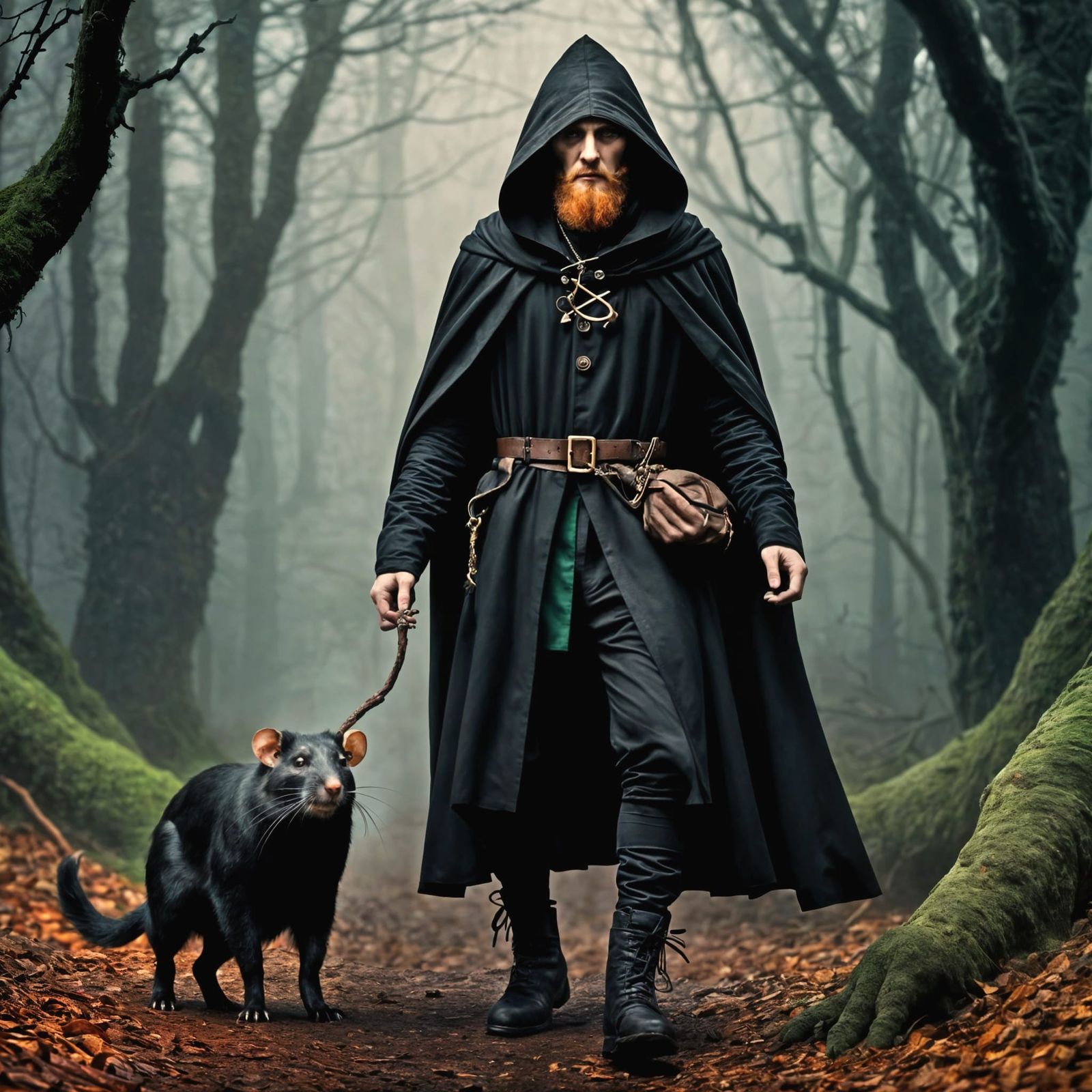 A Dark Leprechaun from Celtic Folklore Lurks in the Misty Fo...