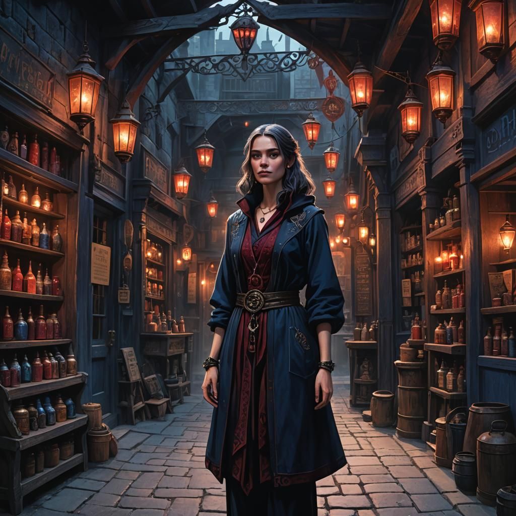 Bethany at Occult Shop: Dark Fantasy Concept Art