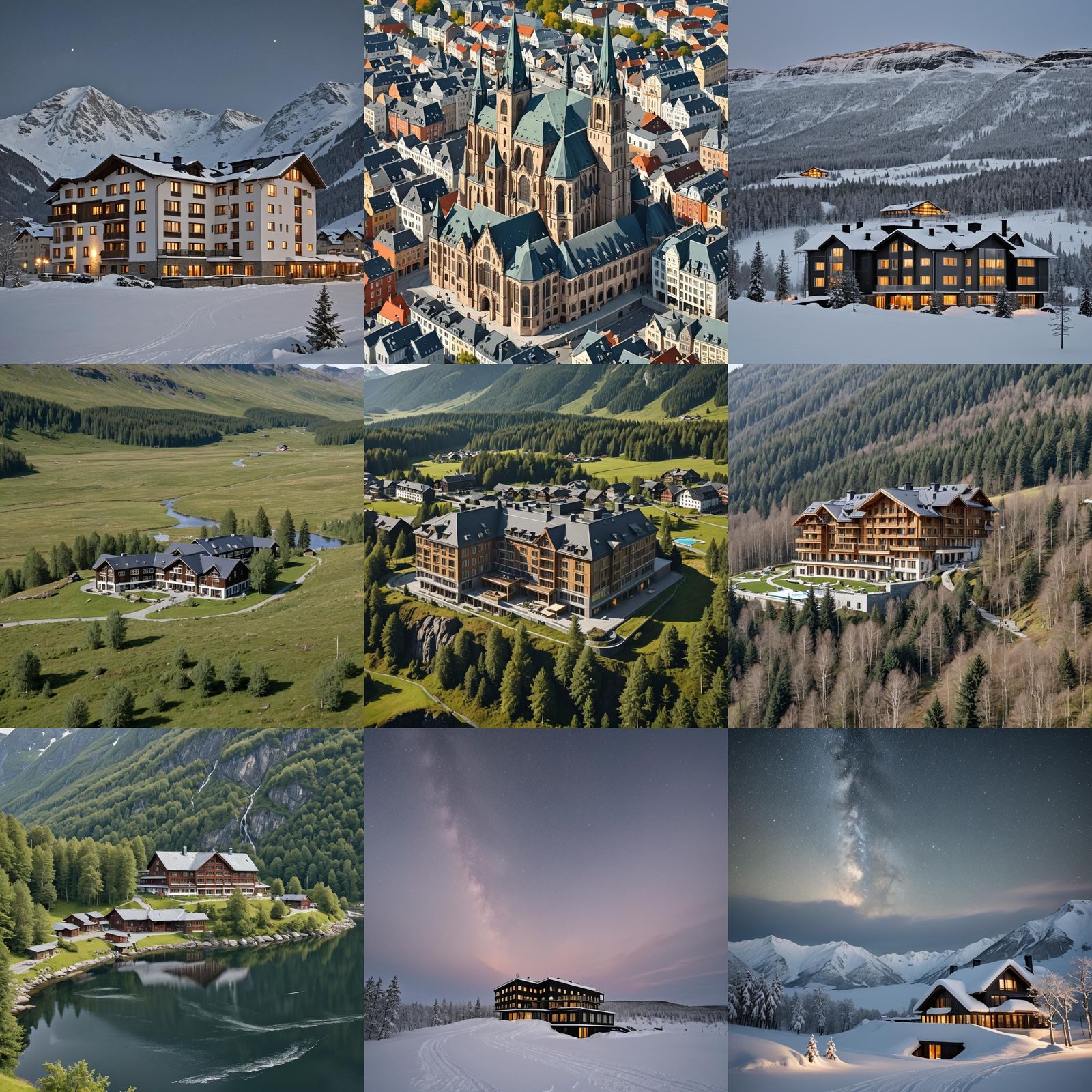 Majestic Nordic Hotel on Fjord in Old Money Style