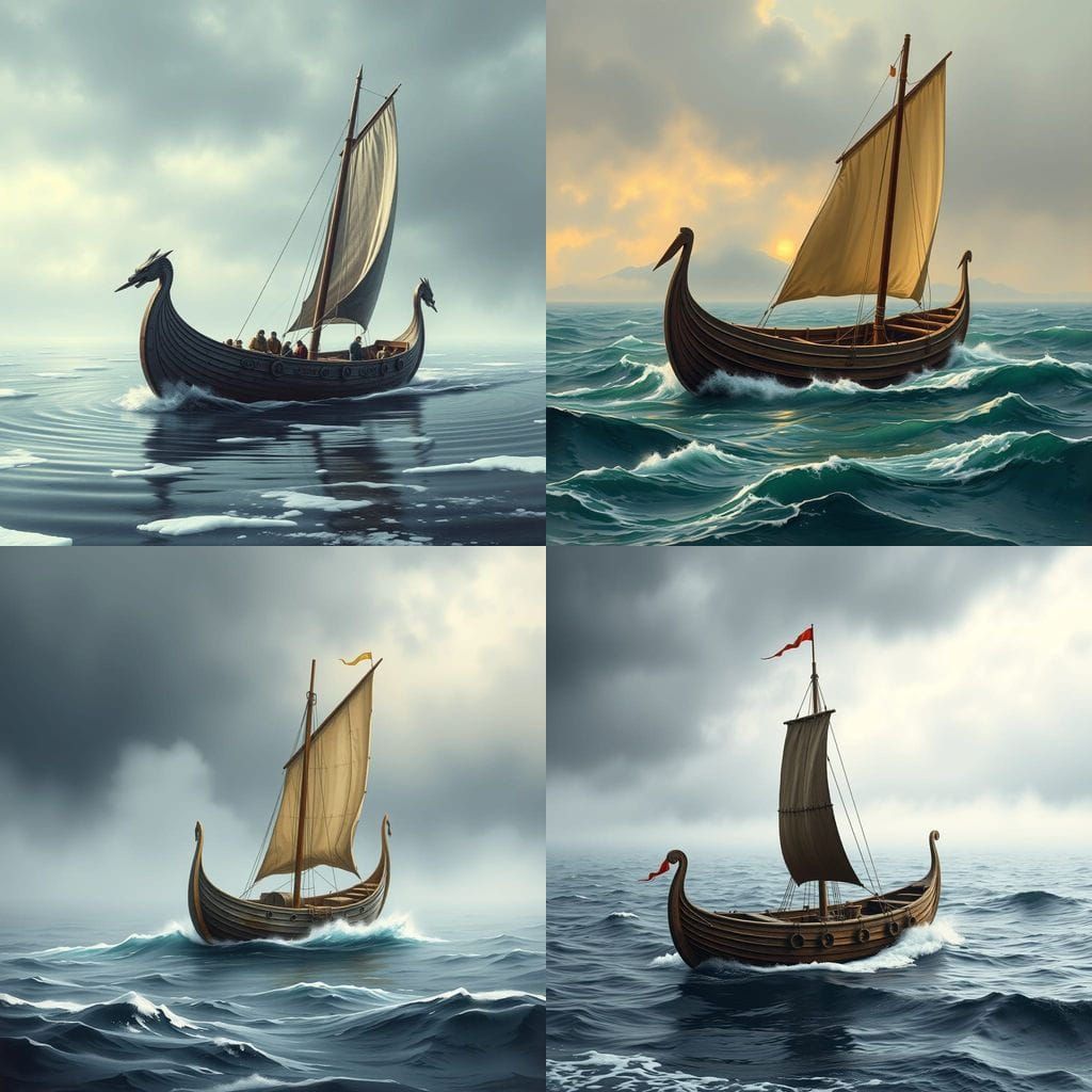 Viking Longship Sails Northern Seas in Impressive Medieval V...