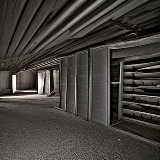 Sinister Creepy Attic Storage in Gothic Horror Style
