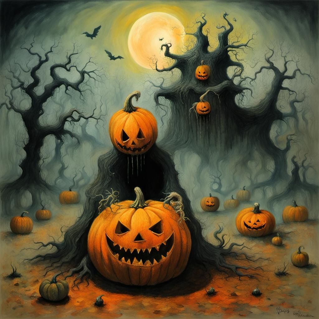 Peter the Pumpkin Eater in Gouache Watercolor Style