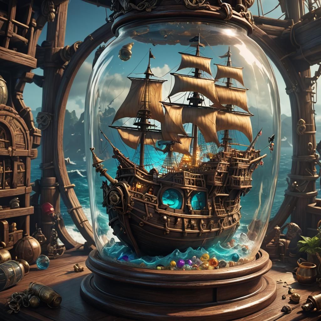 Pirate Ship in a Bottle: Matte Painting