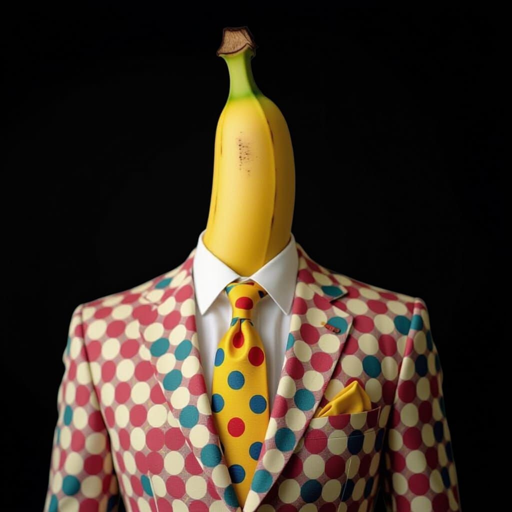 Banana in Rainbow Polka Dot Suit: Cinematic Masterpiece