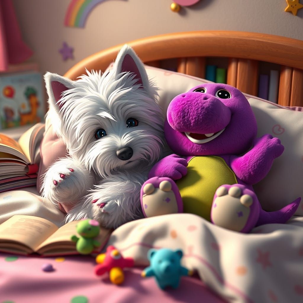 Whimsical Westie and Bestie Dream Scene