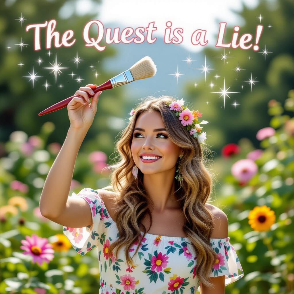 Artist Fairy with Magic Paintbrush and Flower Canvas