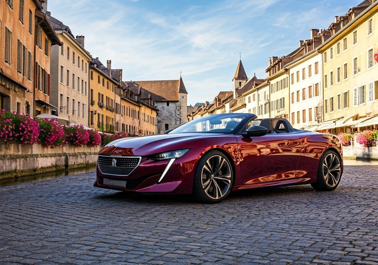 Sleek Cabernet Red Peugeot 508 Convertible Concept in Annecy...