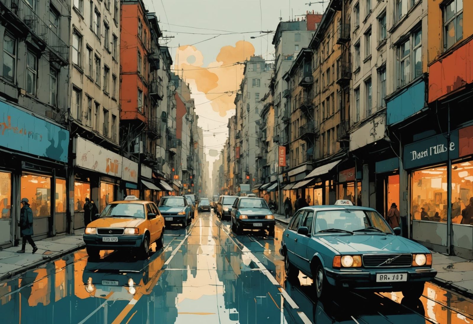 Gothic Female Silhouette in Modern Cityscape, Double Exposur...