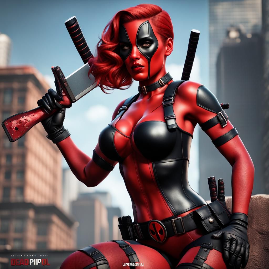Hyperrealistic Deadpool Pinup Girl Illustration