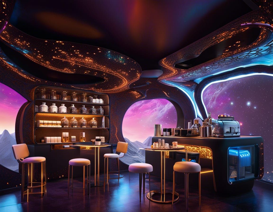 Mini Coffee shop on asteroid