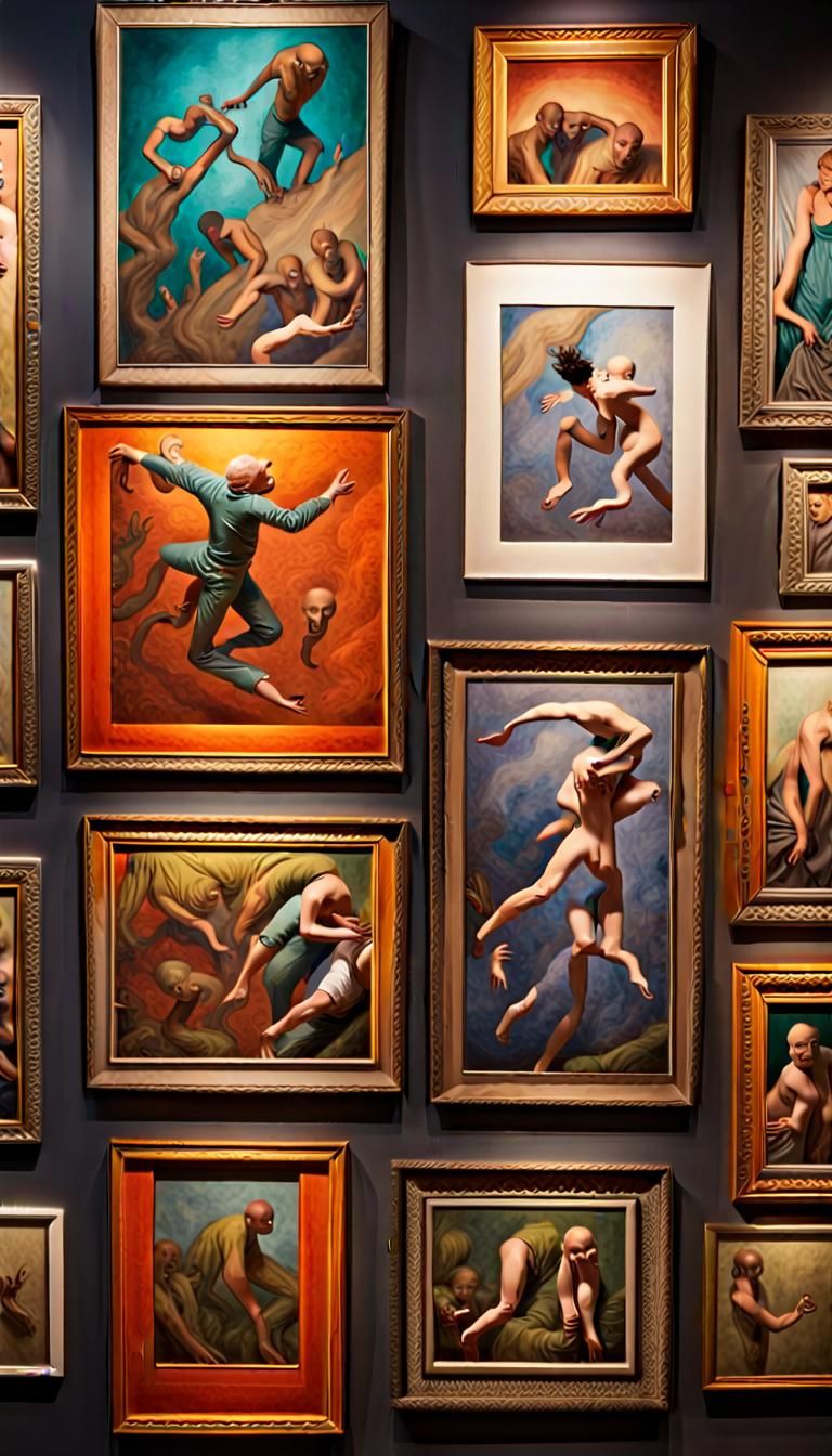 Eerie Creatures Emerge from Gallery Wall: Digital Art