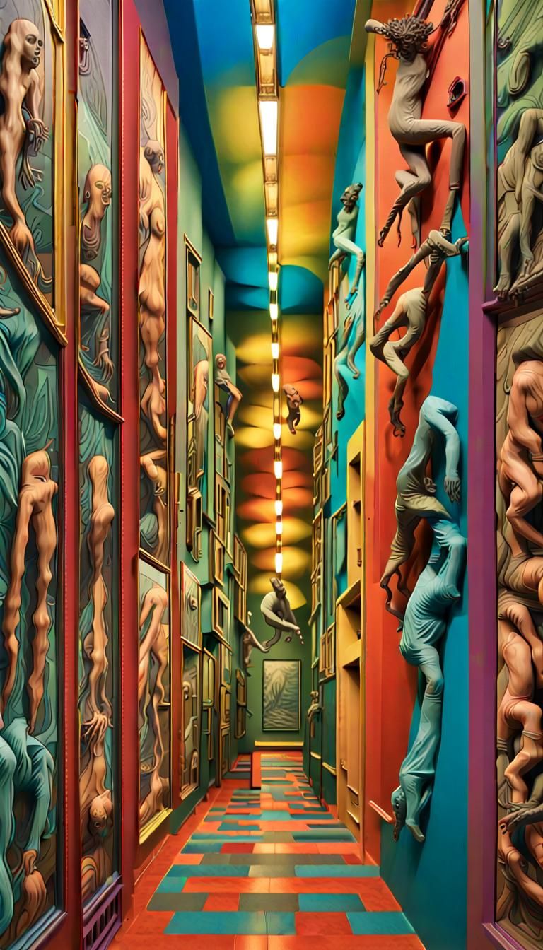 Eerie 3D Art Gallery Display in Psychedelic Style