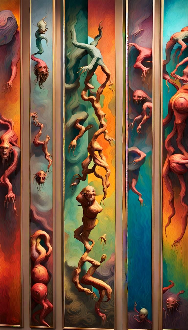 Eerie Creatures Emerge in a Psychedelic Art Display