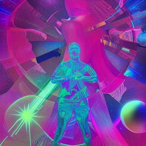 Holographic Xbox in Cosmic Astral Illustration