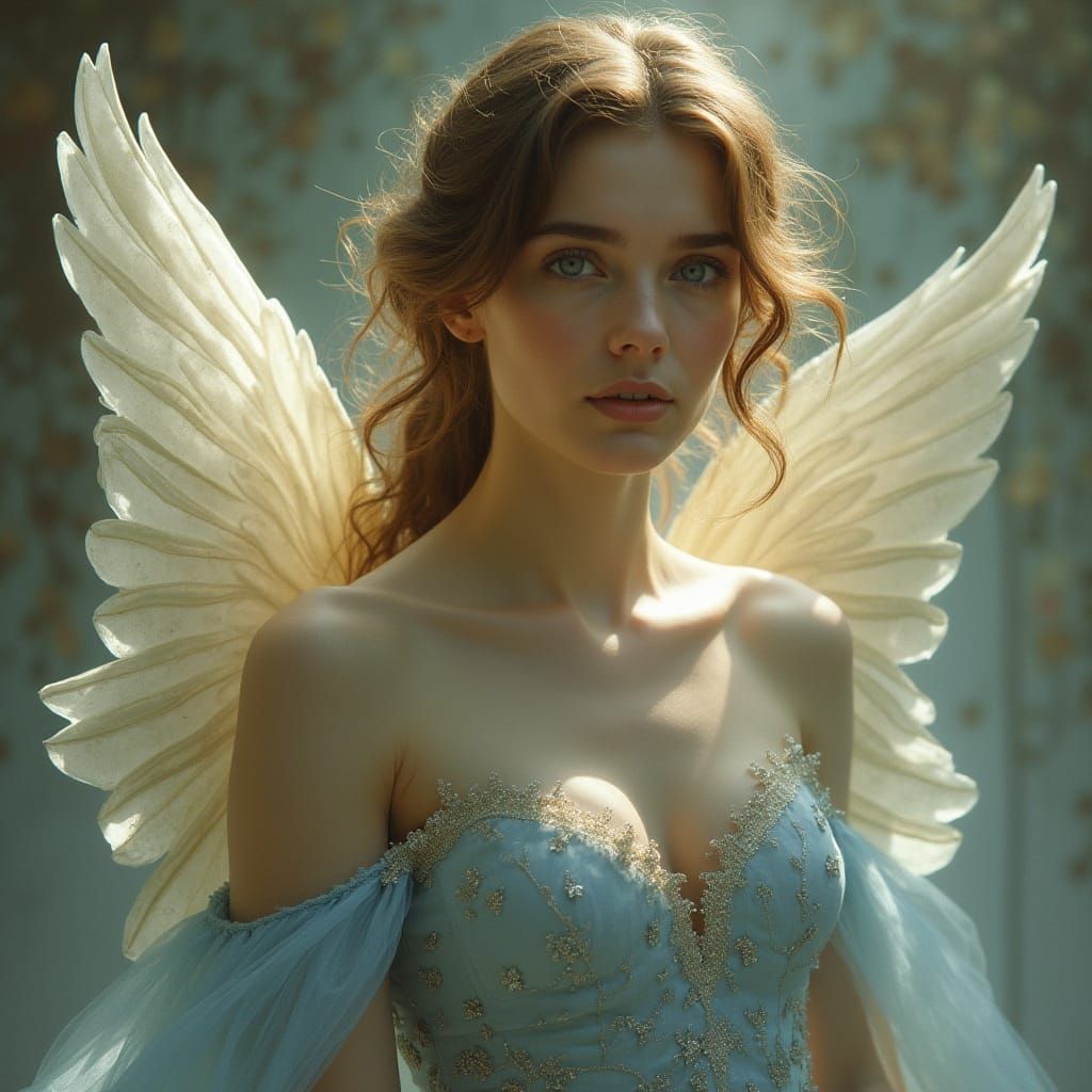 Angelic Woman in Renaissance Fresco Style