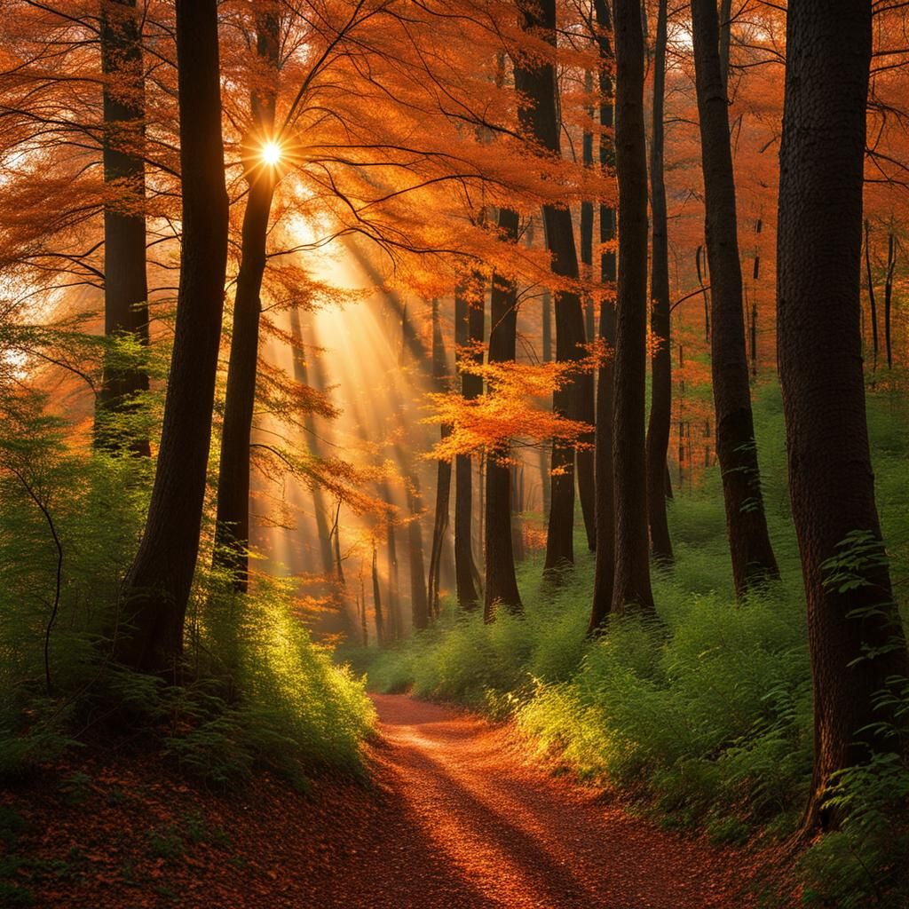 Epic Forest Clearing at Sunset: Digital Matte Painting