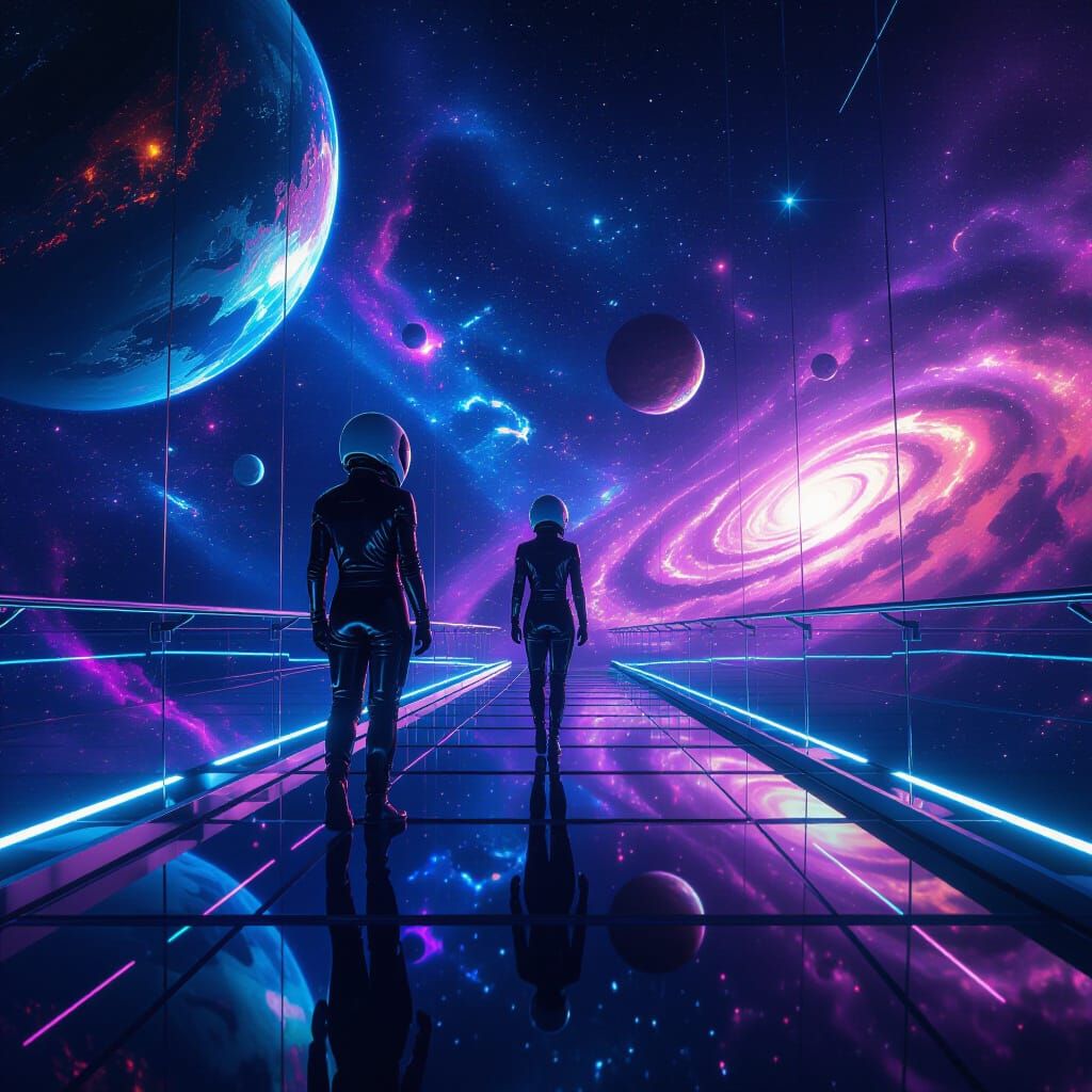 Glass Bridge in Space: Ultra-Realistic Sci-Fi Art