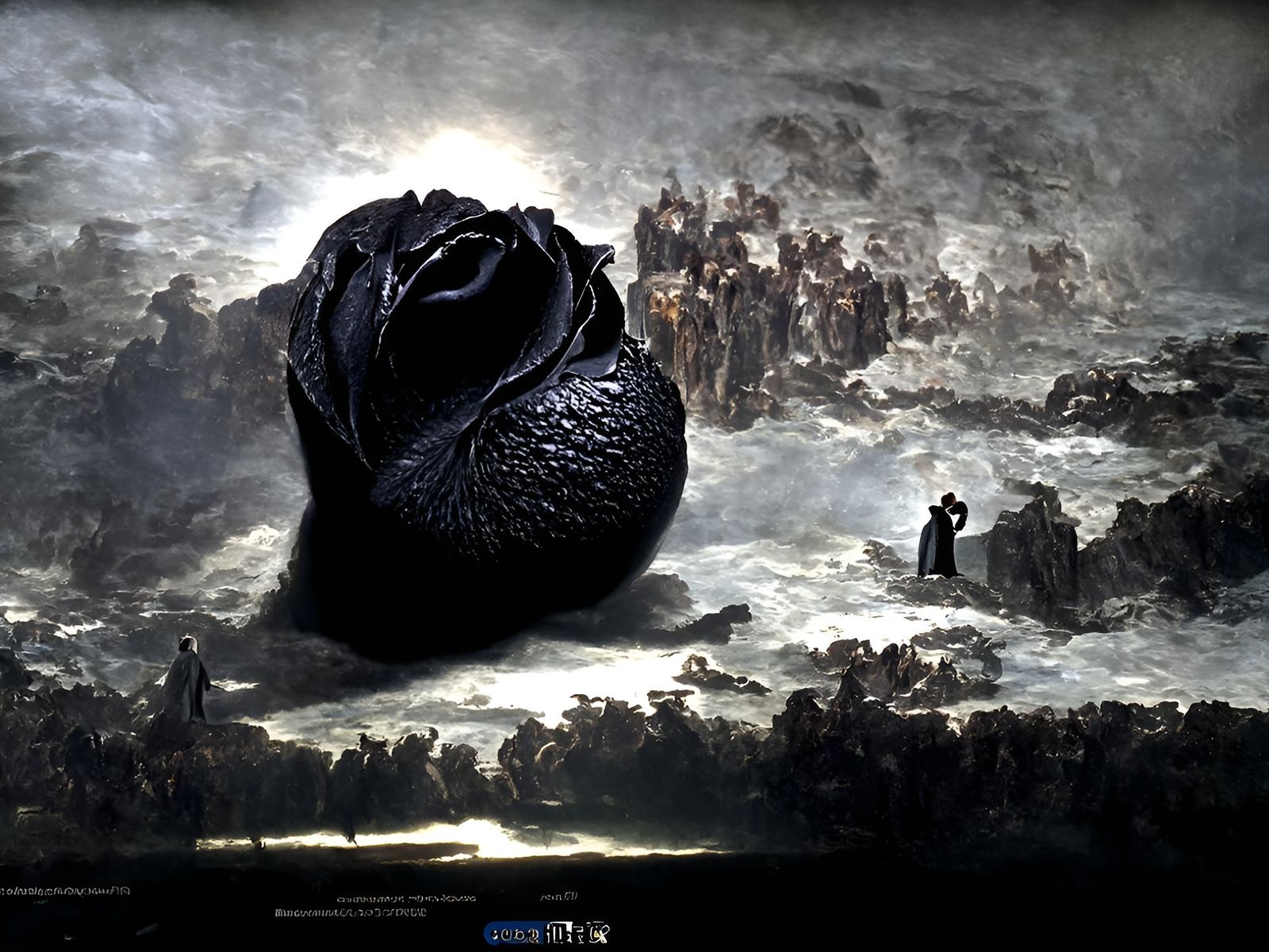 Hyperrealistic Black Rose Matte Painting in Film Noir