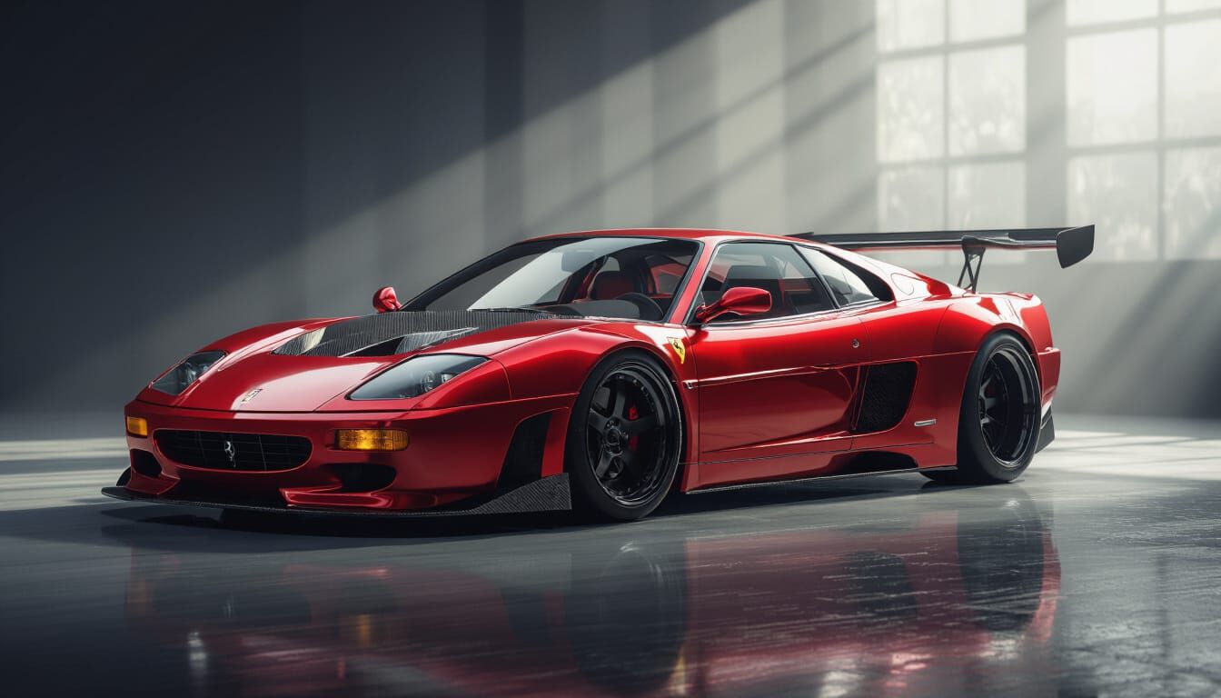 Modified Ferrari 355 Sports Car in Metallic Red