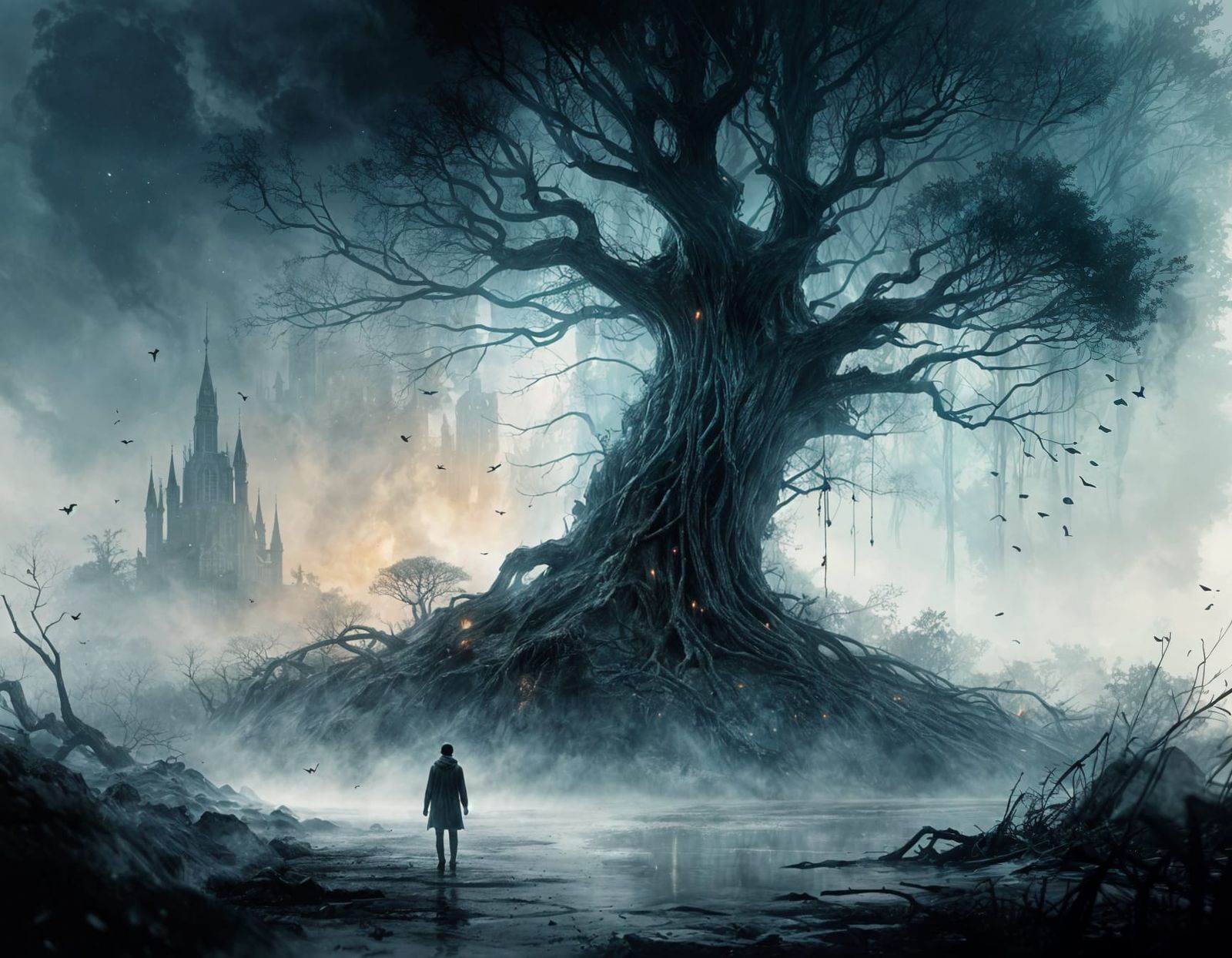 Foggy Forest Monster at Dawn