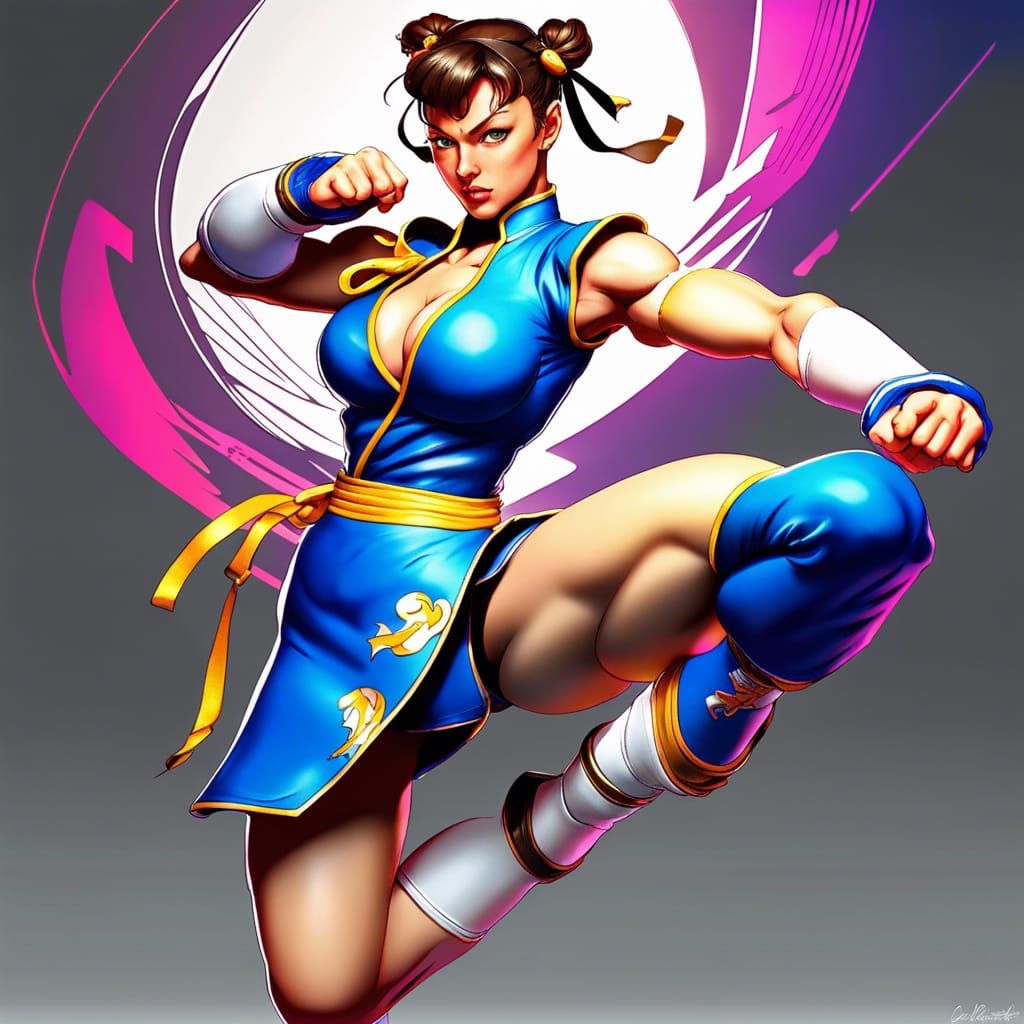 Chun Li Roundhouse Kick: Hyper-Realistic Art