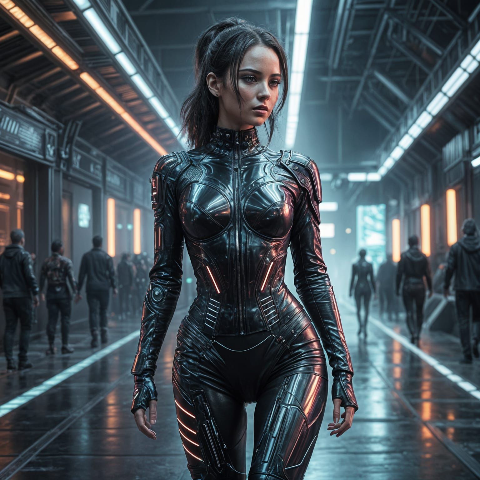 Sleek Cyberpunk Supermodel Struts Down Futuristic Runway